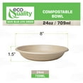 thumbnail image 3 of [50 Pack] 24 oz Round Disposable Compostable Paper Bowls Heavy-Duty, Eco-Friendly Natural Bagasse Unbleached, Heat Resistant, 100% Biodegradable Salad Bowls Alternative to Plastic, 3 of 9