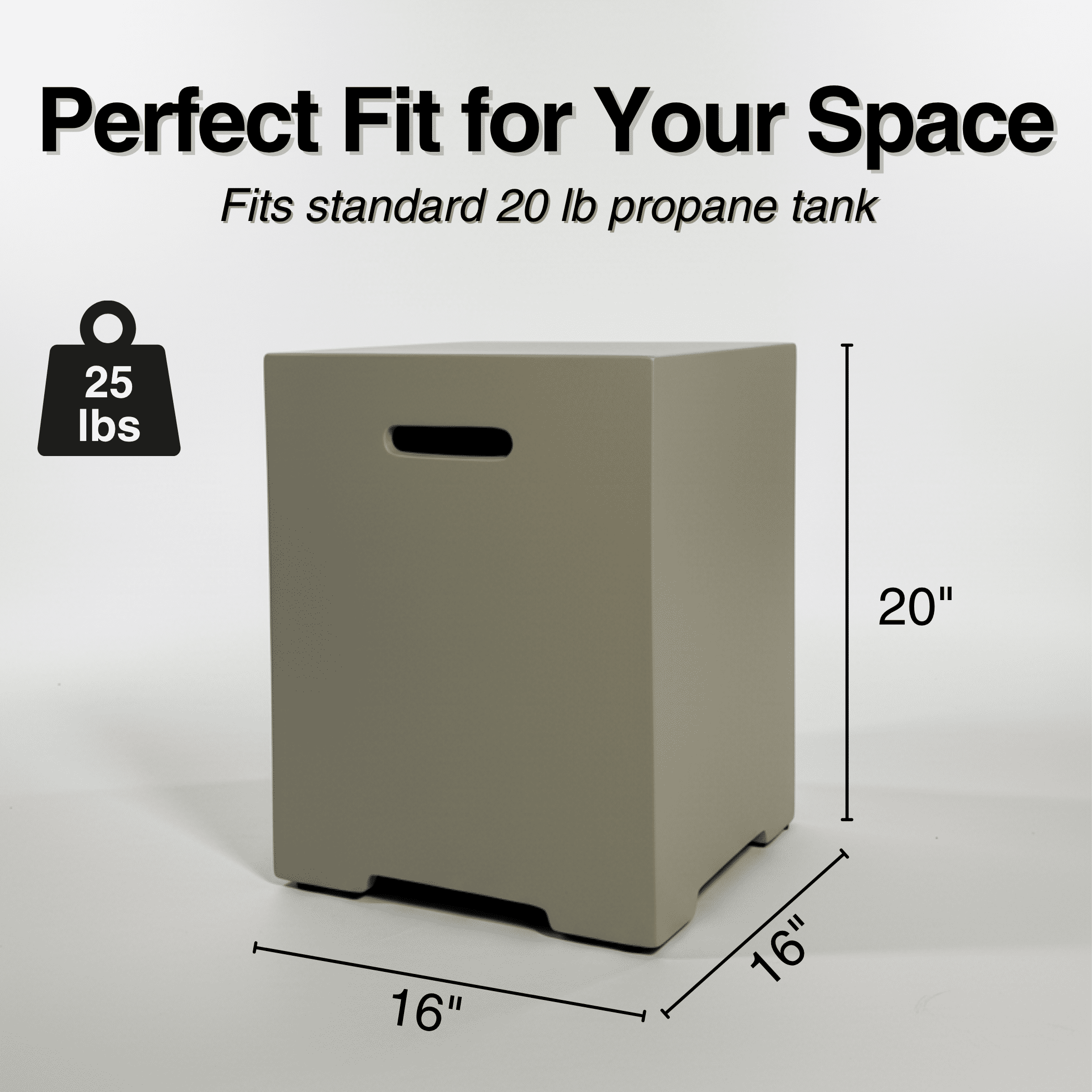 Anykoon 20 LB Outdoor Tank Storage Hideaway Table for Gas Fire Pits, Propane Tank Cover 16 Inch, Concrete Tank Holder, light grey