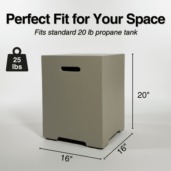 Patio Heater Propane Tank Cover 16 Inch, 20 LB Outdoor Tank Storage Hideaway Table for Gas Fire Pits, Concrete Tank Holder, Cement grey, light grey,Outdoor Space Heater