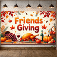 thumbnail image 2 of Autumn Leaves Friendsgiving Banner Pumpkin Decor Thanksgiving Party Background for Fall Celebration Indoor Party Festive Gathering, 2 of 3