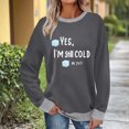 thumbnail image 2 of XPMWRP Women's Crewneck Long Sleeve Loose Sweatshirts Vintage Funny Letter Printed Fashionable Casual Pullovers Tops Dark Gray L, 2 of 7