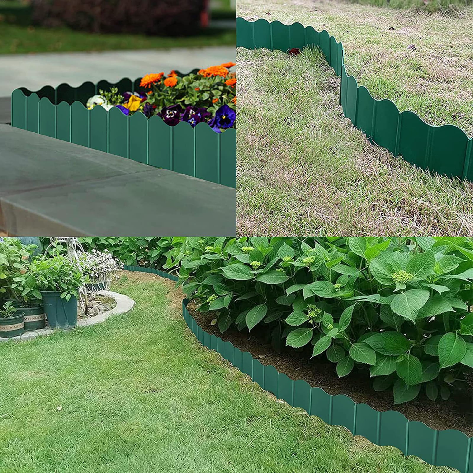 Bxaolu 10Pcs Garden Edging Border, 4.9Ft Plastic No Dig Landscape Borders, 5.5" Tall Interlock Decorative Gardens Fences Edging, Flexible Lawn Flower Bed Border, for DIY Patio Walkway Yard