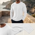 thumbnail image 5 of Men's Crew Neck Long Sleeve T-Shirt, Soft Stretch Casual Pullover Tee, Basic All Season Layering Essential for Fall Winter, Streetwear and Daily Wear White L, 5 of 9