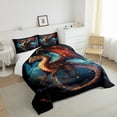 thumbnail image 4 of Magical Dragon Bedding Set Queen Size 3D Dragon Comforter Set Adult, Magic Animal Duvet Insert Navy Red Watercolor Bedding Comforters & Sets, Mystic Outer Space Universe Quilt Sets 3 Piece, 4 of 6