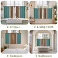 thumbnail image 6 of Teal Blue Brown Kitchen Curtains, Farmhouse Retro Wooden Grain Stripes Light Filtering Window Curtain Panels, 2Pcs Rod Pocket Window Treatments Set for Study Room Bathroom Bedroom 52x54 Inches, 6 of 9