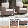 thumbnail image 5 of PARKWELL Patio Wicker Swivel Glider Chairs Set of 2,Outdoor Swivel Rocking Lounge Chair with No-Slip Cushions Deep Seat High Back,Swivel Rocker Armchair for Porch Balcony Backyard,Brown/Beige, 5 of 9