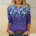 thumbnail image 2 of CYMMPU Floral Printed 3/4 Sleeve Tunic Tops Spring Tops Blouses for Women Dressy Casual Crew Neck Loose Fit Summer Trendy Shirts Lightweight Basic Tees Multicolor XXXXXL, 2 of 5