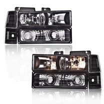 CROSSDESIGN Headlights Assembly Fit for GMC C1500 K1500 Yukon 1994-1999/GMC C2500 C3500 K2500 K3502 1994-2000 Headlamps
