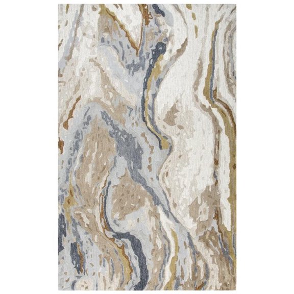 Alora Decor Flare 5' x 8' Beige/Blue/Grey/Taupe/Gold Hand-Tufted Area Rug
