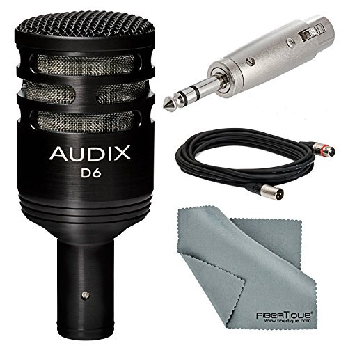 Audix D6 Dynamic Cardioid Kick Drum Microphone (Black) Basic Bundle