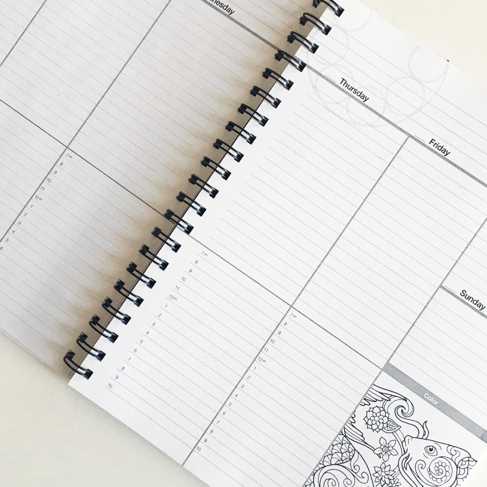 Undated Coloring Planner (6.625x9) Medium - Weekly & Monthly Organizer, Appointment Schedule, Goals and Notes