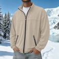 thumbnail image 4 of Men's Suede Leather Jacket Solid Color Long Sleeve Casual Jacket Zip Stand Collar Loose Winter Fall Outerwear with Pockets Basic Daily Outer Coat, 4 of 7