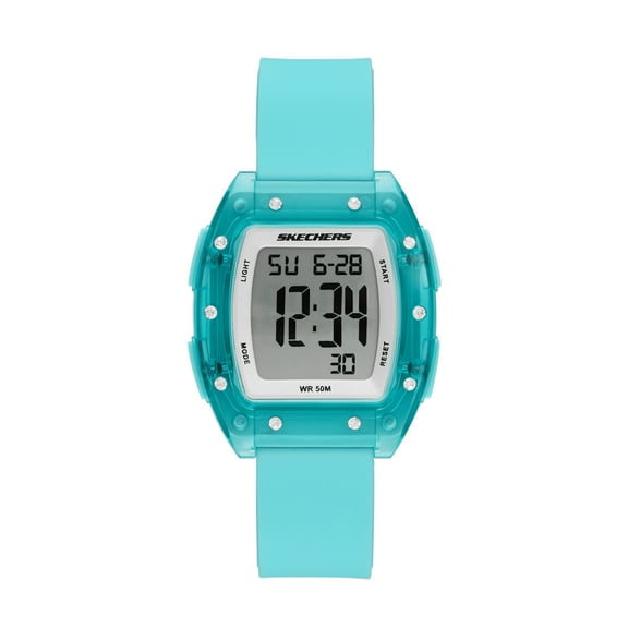 Skechers Women's Sawtelle Digital, Blue Polycarbonate Watch
