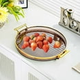 thumbnail image 5 of Plastic Serving Tray Platters High Capacity Cup Storage Organizer Desktop Tea Tray Durable Water Resistant Surface for Dining Room Fruit Snack Serving, UKHBMC | Brown, 5 of 9