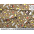 thumbnail image 2 of Soimoi Brown Cotton Voile Fabric Dot & Soft Drinks Summer Designs Print Fabric by the Yard 42 Inch Wide, 2 of 3