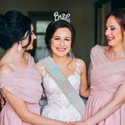 FGY Bachelorette Party Decoration Kit Bride-to-Be Sash, Bow Bridal Veil, and Bride Tiara Included (Silver)