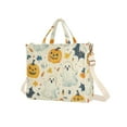 thumbnail image 7 of FORMRS Womens Corduroy Tote Bag Crossbody Shoulder Handbag with Pocket, Halloween Cute Ghosts, 7 of 7