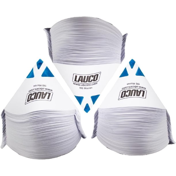 LAUCO - 250 unidades de colador de pintura con puntas de filtro finas de 190 micrones, malla de nailon azul puro de alta calidad, filtros de pintura colador de cono para pintura en aerosol automotriz