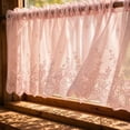 thumbnail image 6 of 39" × 18" Embroidered Lace Sheer Kitchen Curtain Valance, Rod Pocket Floral Window Treatment for Small Windows, 6 of 8