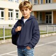 thumbnail image 7 of Hoodies for Boys Quarter Zip Waffle Knit Pullover Hooded Sweatshirt Tops,Kids Zip Long Sleeve Hoodie,Teen Boy Fashion Fall Winter Casual Sweatshirts,Back to School Clothes,Navy,M, 7 of 7