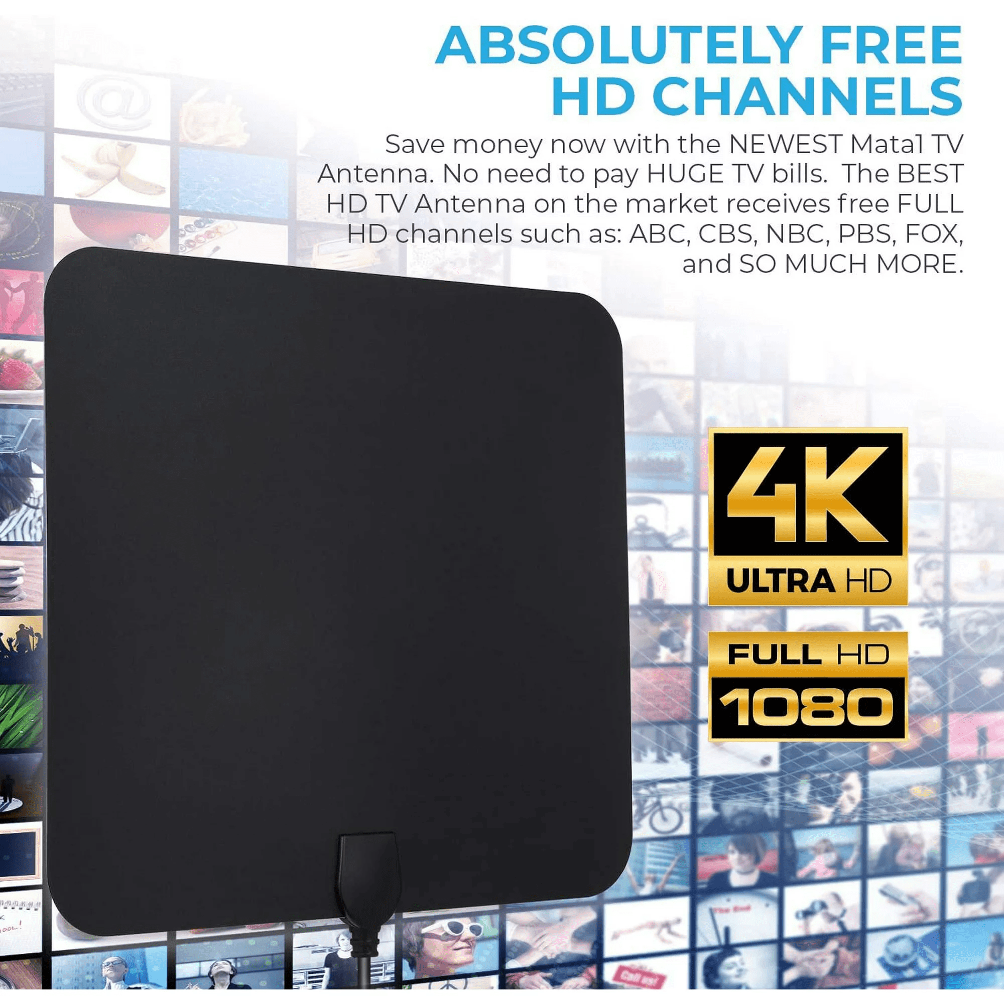 TV Antennas Amplified HD Digital TV Antenna Long-Range Support 4K 1080p Indoor TV Digital HD Antenna Freeview With Amplifier Signal Booster