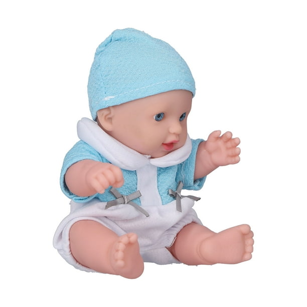 Poupée bébé Reborn en costume blanc avec chemise ours, tétine et biberon -  Réaliste et