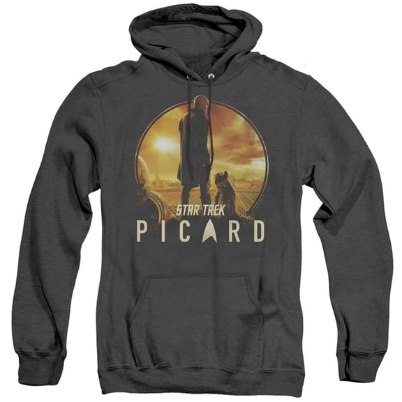 Star Trek Picard A Man And His Dog Adult Heather Hoodie Sweatshirt Black