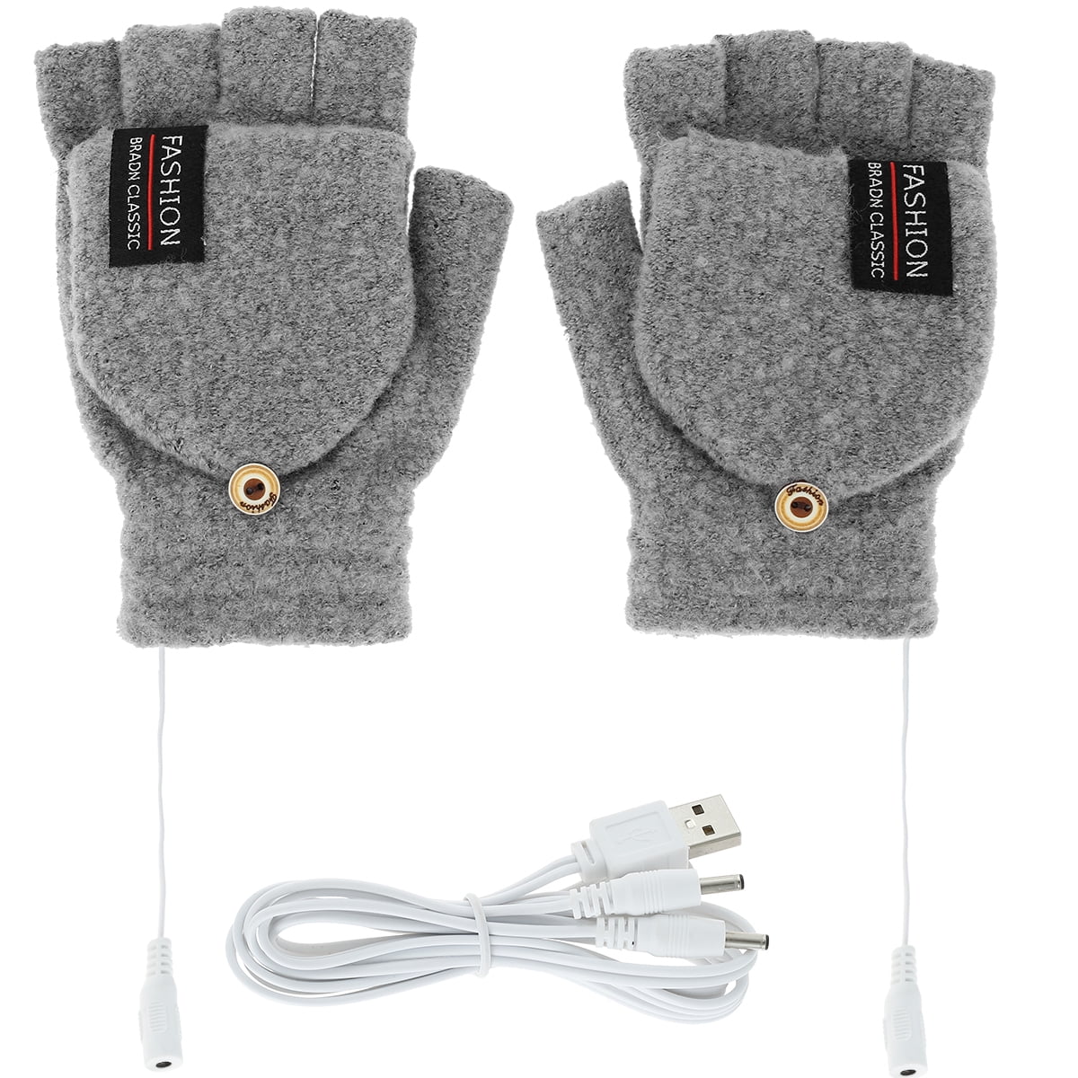 Winter USB Electric Heated Gloves Knitted Wool Thermal Glove Mittens Mitt Warmer 