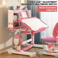 thumbnail image 5 of Fompes Kids Desk and Chair Set Height Adjustable Child's School Study Writing Tables Kids Tiltable Desk with Sitting Corrector Bookstand Storage Drawer Foot Pedal for Boys and Girls - Pink, 5 of 12