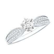 Rosec Jewels - Half Ct Diamond Ring Wedding (5 mm) - Ef-Vs Quality Lab Created Diamond Elegant Engagement Ring, 18K White Gold, US 5.00