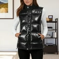 thumbnail image 2 of Bibifish Women's Puffer Vests Solid Shiny Sleeveless Zip Up Quilted Gilets Winter Warm Lightweight Casual Daily Wear Outerwear, 2 of 8