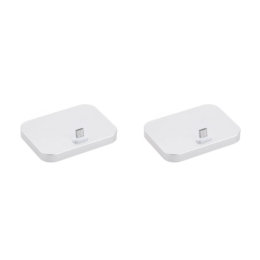 Inteprter Teléfono móvil Escritorio Micro Soporte Soporte Teléfono celular Usb -C Estación de acoplamiento de carga para teléfono Plata 2Conjunto