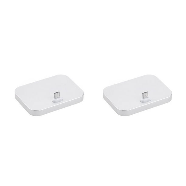 Inteprter Teléfono móvil Escritorio Micro Soporte Soporte Teléfono celular Usb -C Estación de acoplamiento de carga para teléfono Plata 2Conjunto