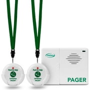 Smart Caregiver Two Call Buttons Wireless Caregiver Pager for Fall Prevention and Elderly Assistance | Caregiver Call Button with Wearable Lanyard | Nurse Call Alert System with Up to 300' Range