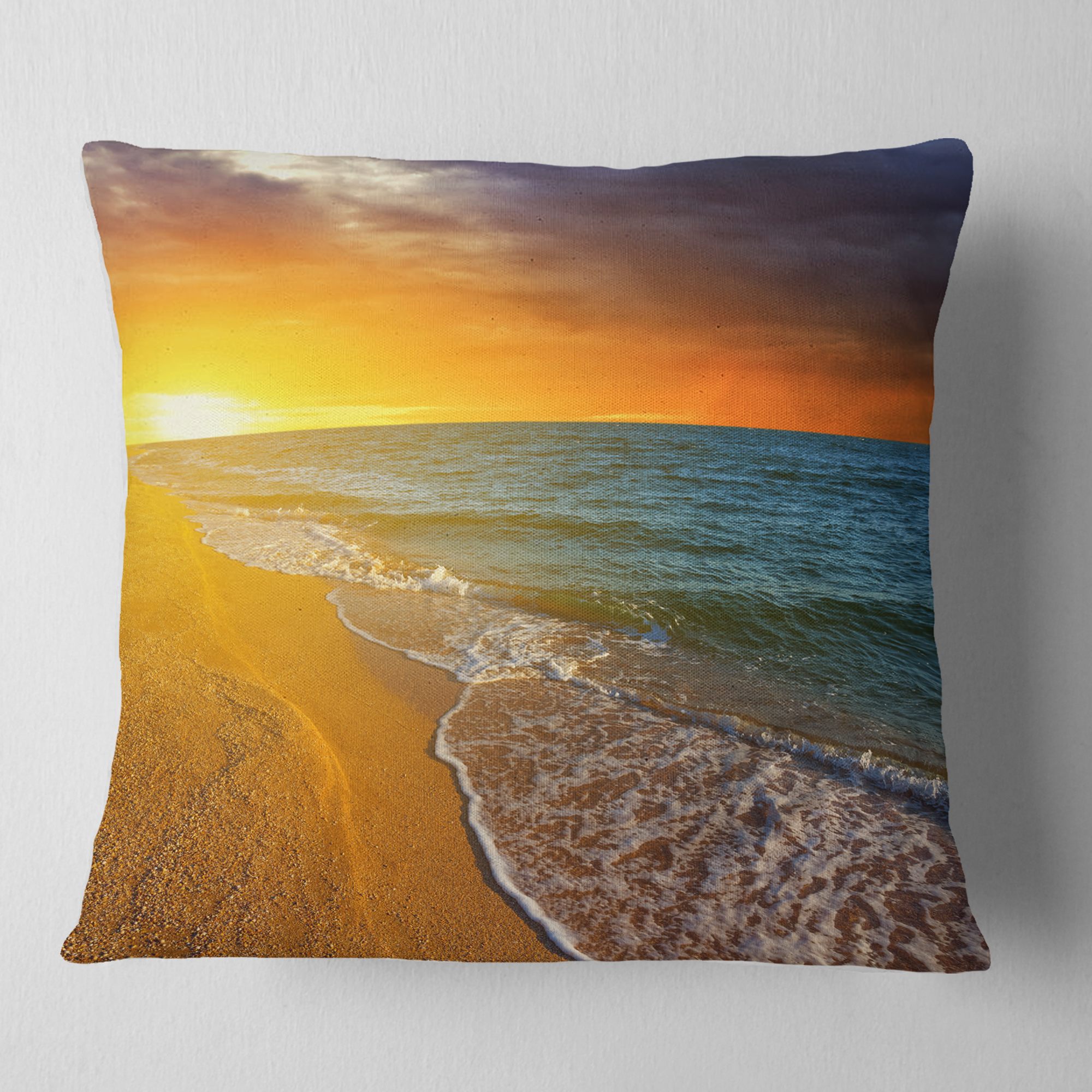 Designart 16" x 16" Blue Polyester Throw Pillow