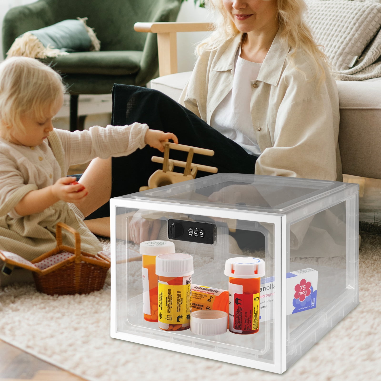 Lockable Storage Box Medicine Lock Box Versatile Coded Lock Container Clear  Childproof Lockable Storage Box For Food and Home Safety