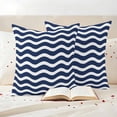 thumbnail image 3 of Navy Blue Moire Outdoor Waterproof Pillow Covers, Water Ripple Stripe Farmhouse Decorative Square Throw Pillowcase Sofa Cushion Sham for Patio/Couch/Chair, 20"x20" 2 Pack, 3 of 8