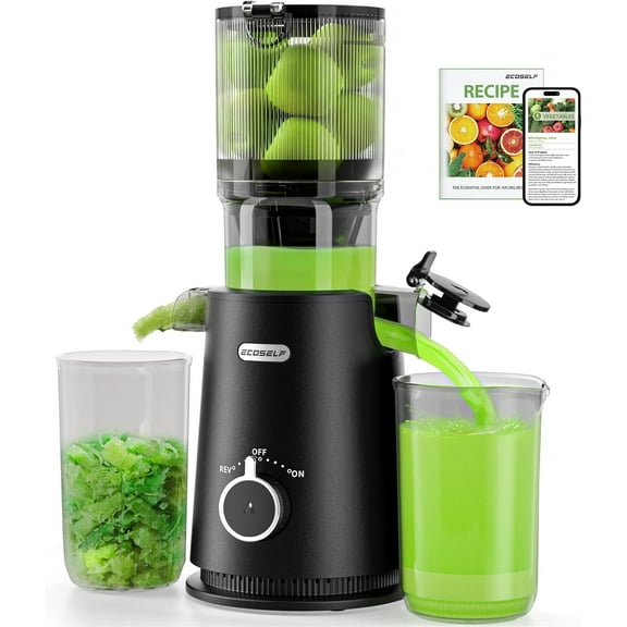 Cold Press Juicer Easy to Clean, with Wide Mouth & Large Feed Chute, Professional Juicer Machines For Whole Fruits & Vegetables, Self Feeding for Juice Extractor Machine, High Juice Yield
