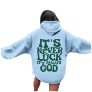 Huaizzzy Women's Letter Print Hoodies Long Sleeved Hoodie with Pockets Comfy Hoodies for Women Women Casual Hoodie Dress Winter Long Sweaters Women Hooded Sweatshirt Women Women Sweat Shirts Light