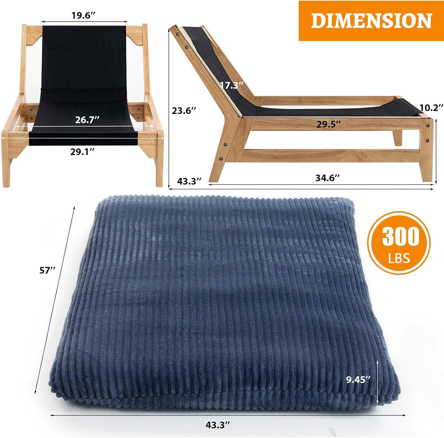 MOONMISS Oversized Cloud Lounge Accent Chair with Wood Frame for Adults,Blue