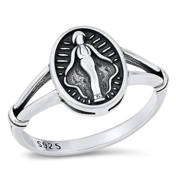 Virgin Mary Miraculous Medal Ring .925 Sterling Silver Jewelry Female Male Unisex Size 10
