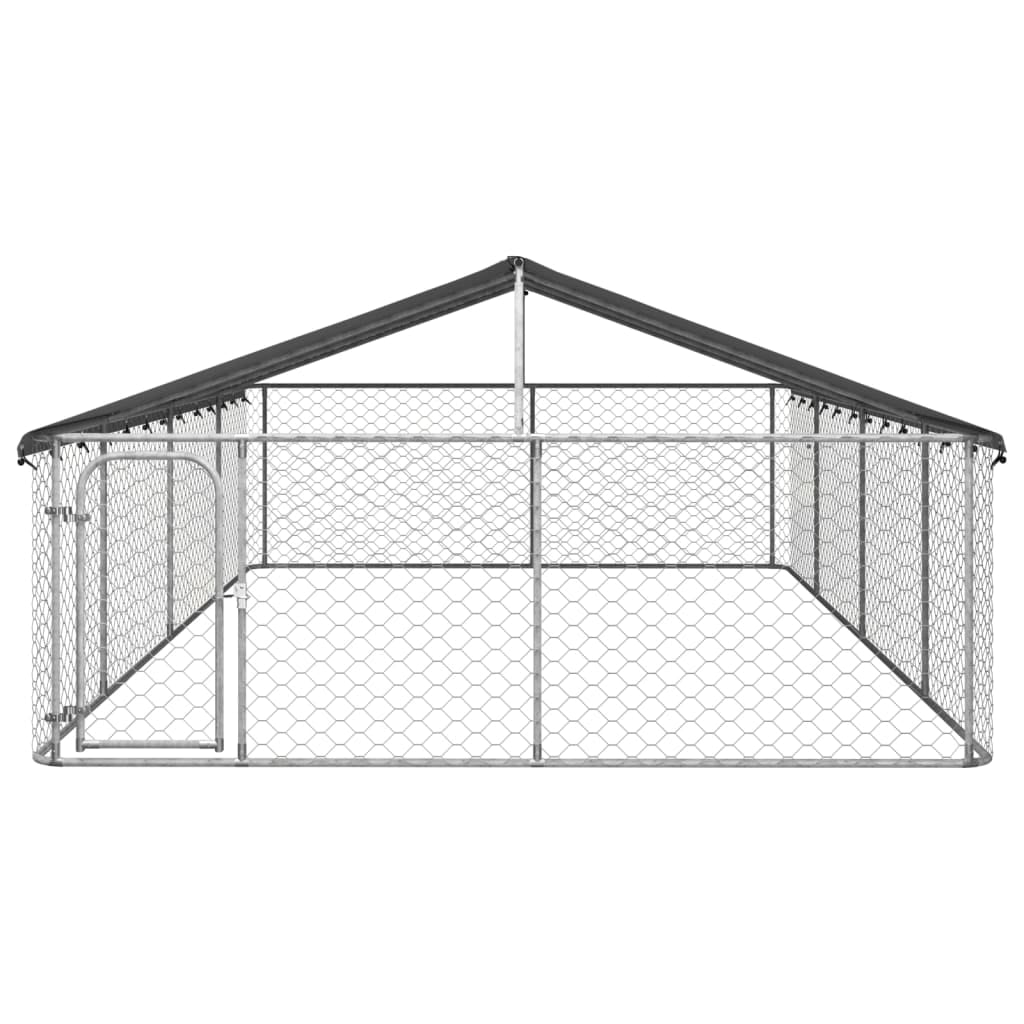 vidaXL 39.4" Steel Outdoor Pet Kennel & Crate for Dogs with Roof