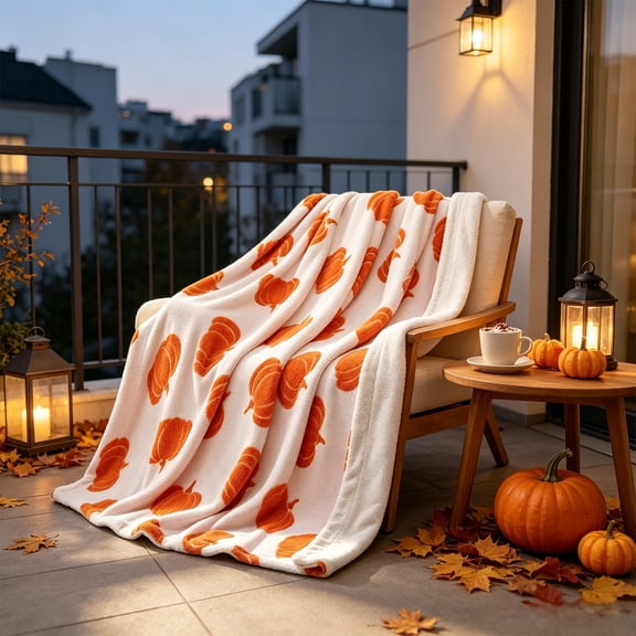 Celsvanis Fall Throw Blanket, Pumpkin Print Soft Warm Flannel Cover, Decorative Blanket for Sofa, Couch, Bed, Bedroom and Living Room Indoor Use 50"x60"