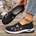 thumbnail image 5 of Crunowin Women's Summer Slip Ons, Embroidery Low Cut Breathable Mesh Summer Big Size Comfortable Casual Shoes Black 7, 5 of 10