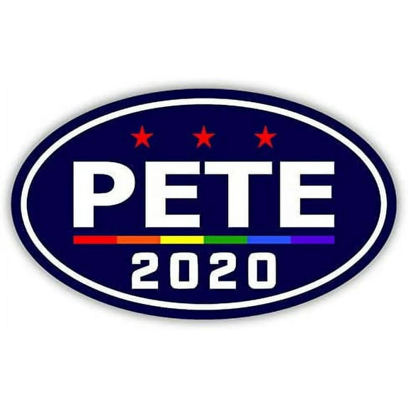 PETE BUTTIGIEG for President 2020 Rainbow Flag Oval Bumper Sticker Vinyl Euro Decal Bumper Sticker 3" X 5" (E) 3" x 5"