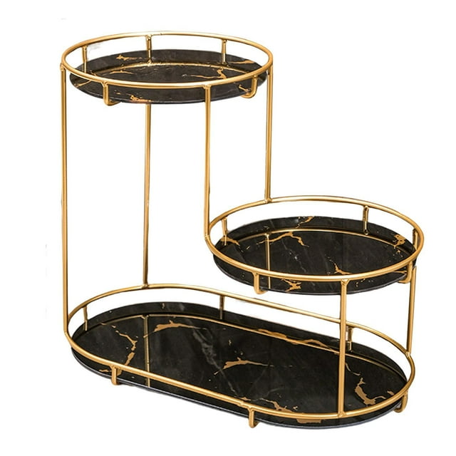 Organizador de Perfume Inteprter de Tres Niveles Bandeja Decorativa Cosmética para Baño Negro