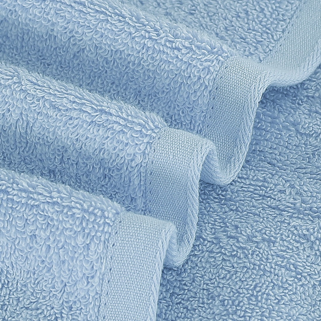 Unique Bargains Soft Absorbent Cotton Plush Bath Hand Towel Set 6 Pieces, Light Blue