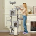 thumbnail image 2 of ZYPPP Cat Tree, 70-Inch Cat Tree Tower with Hammock, Scratching Post, Condo and Multi-Level Cat Tower, Large Cat Activity Center Playhouse, Light Gray, 2 of 13