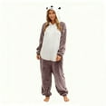 thumbnail image 4 of REORIAFEE Winter Pajamas for Women Set 1 Piece Fleece Warm Loungewear with Pockets Long Sleeve Jumpsuit Pants Color Block Sleepwear Pink S-2XL, 4 of 7