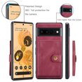 thumbnail image 4 of Jiahe Cover for Google Pixel 7 Pro Detachable Wallet Shockproof Magnetic PU Leather Flip Wallet 4 Cards Slots Stand Protective Case,Red, 4 of 7
